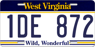 WV license plate 1DE872