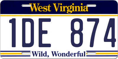 WV license plate 1DE874