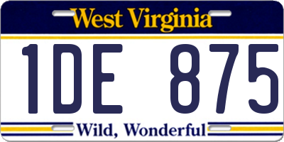 WV license plate 1DE875