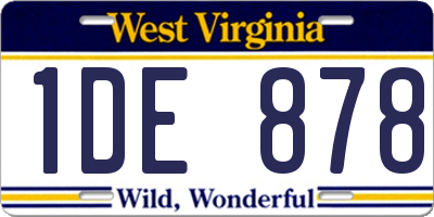 WV license plate 1DE878