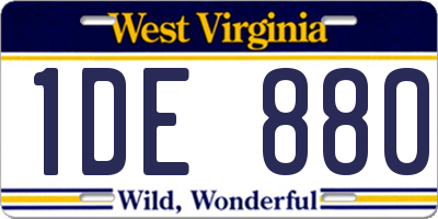 WV license plate 1DE880