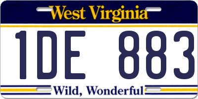 WV license plate 1DE883