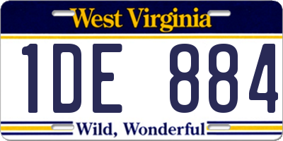 WV license plate 1DE884