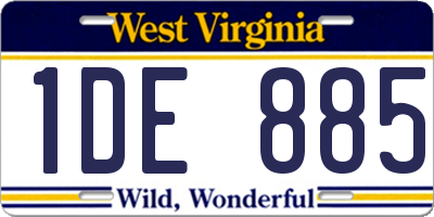 WV license plate 1DE885