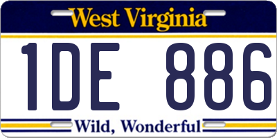 WV license plate 1DE886