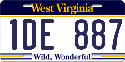 WV license plate 1DE887