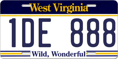 WV license plate 1DE888