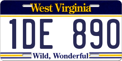 WV license plate 1DE890