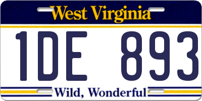 WV license plate 1DE893