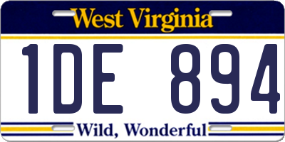 WV license plate 1DE894