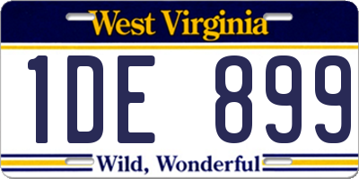 WV license plate 1DE899