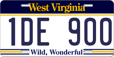 WV license plate 1DE900