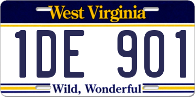 WV license plate 1DE901