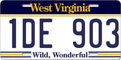 WV license plate 1DE903