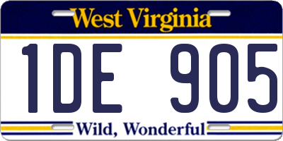 WV license plate 1DE905