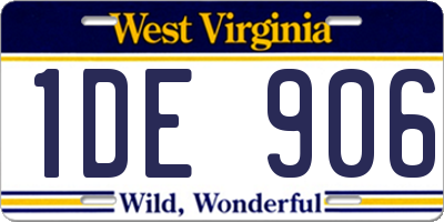 WV license plate 1DE906