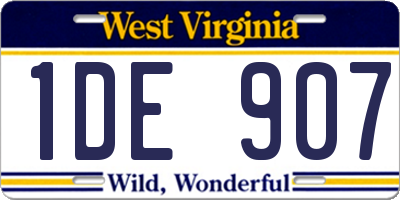 WV license plate 1DE907