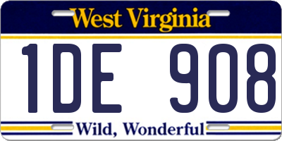 WV license plate 1DE908