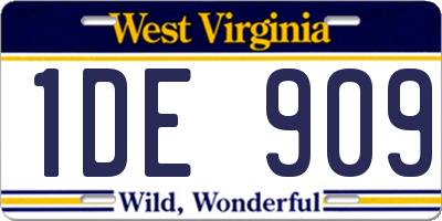 WV license plate 1DE909