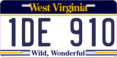 WV license plate 1DE910