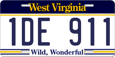 WV license plate 1DE911