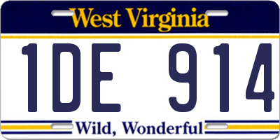 WV license plate 1DE914