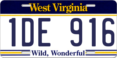 WV license plate 1DE916