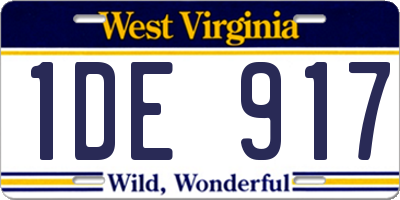 WV license plate 1DE917