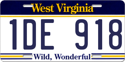 WV license plate 1DE918