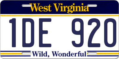 WV license plate 1DE920