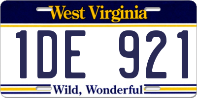 WV license plate 1DE921