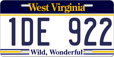 WV license plate 1DE922
