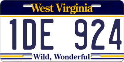 WV license plate 1DE924