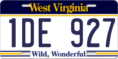 WV license plate 1DE927