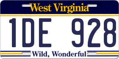 WV license plate 1DE928