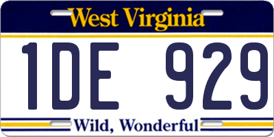 WV license plate 1DE929