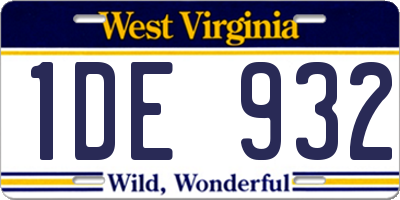 WV license plate 1DE932