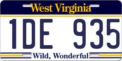 WV license plate 1DE935