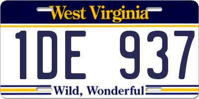 WV license plate 1DE937