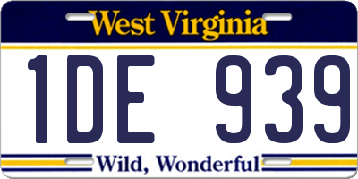 WV license plate 1DE939