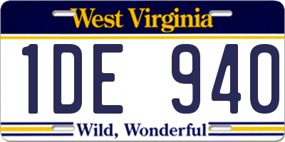 WV license plate 1DE940