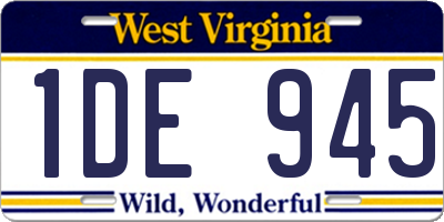 WV license plate 1DE945