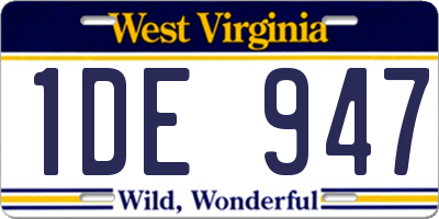 WV license plate 1DE947