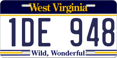 WV license plate 1DE948
