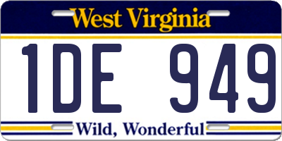 WV license plate 1DE949