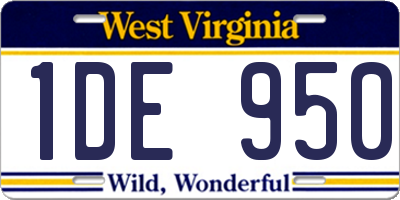 WV license plate 1DE950