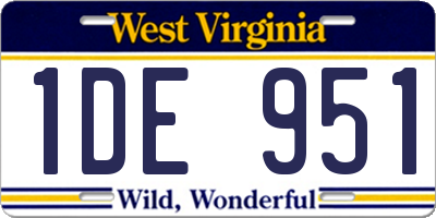 WV license plate 1DE951