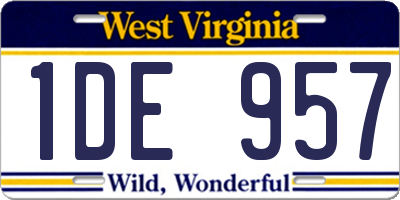 WV license plate 1DE957