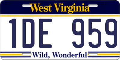 WV license plate 1DE959