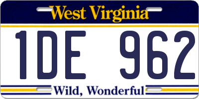 WV license plate 1DE962